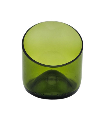 Coupelle biseau en verre surcyclé – coupe artisanale et finition biseautée.