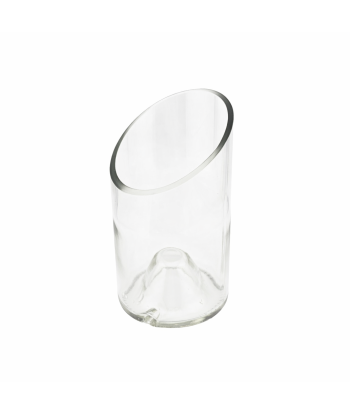 Pot a crayons en verre surcycle, faconne a la main a partir d une bouteille de vin clair.