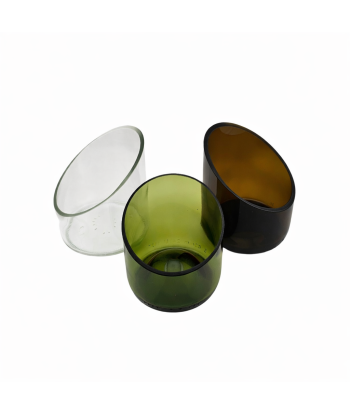 Vide-poche de bureau en verre surcyclé, coupe biseau, façonné à la main à partir de bouteilles en verre.