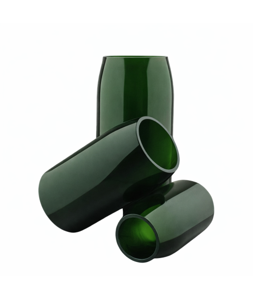 Vase Champagne en verre surcyclé – ligne épurée, décliné du format bouteille aux grands contenants.