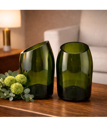 Vase Champagne Biseau – deux variations de coupe en biseau. Objet sculptural pour un intérieur contemporain et haut de gamme.