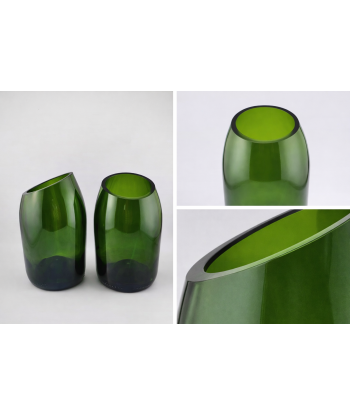 Vase Champagne Biseau detail du biseau et de la matiere du verre. Coupe nette et bords polis issus du surcyclage.