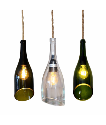 Suspension Magnum Vin – luminaire artisanal en verre surcyclé, fabrication sur commande