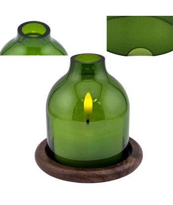 Photophore Bordeaux – verre surcyclé façonné à la main, design sobre et durable.